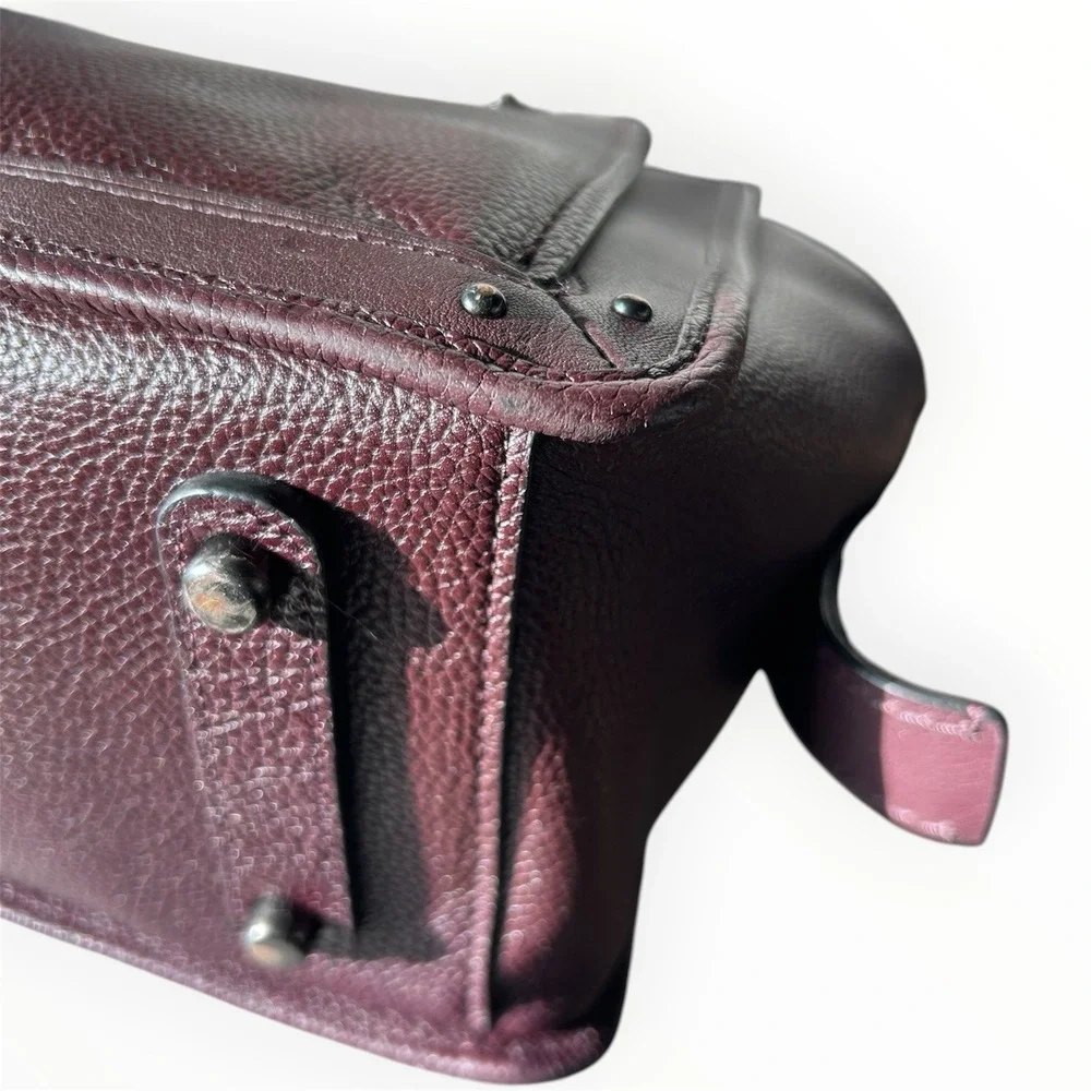 Coach Dreamer 36 Satchel Oxblood Burgundy Pebbled Leather Handbag Gunmetal Large